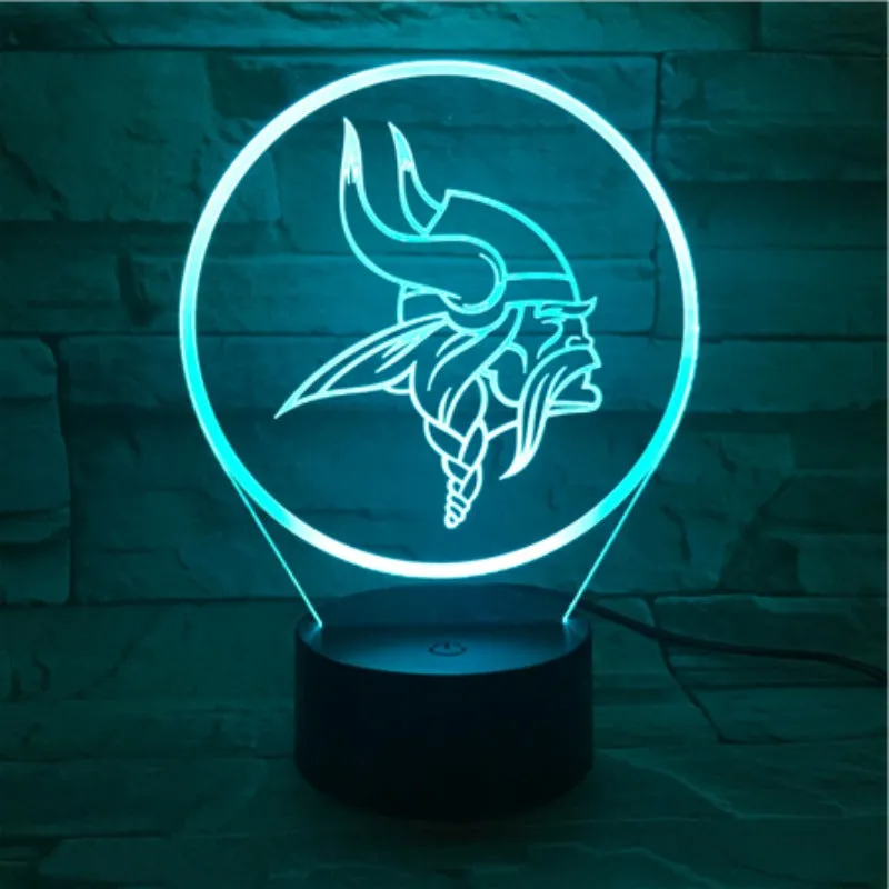 Rugby NFL Minnesota Vikings logo 3D night light 1/3/7/16 colors available