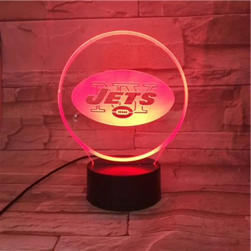 Rugby NFL New York Jets logo 3D night light 1/3/7/16 colors available