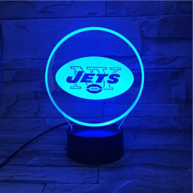 Rugby NFL New York Jets logo 3D night light 1/3/7/16 colors available