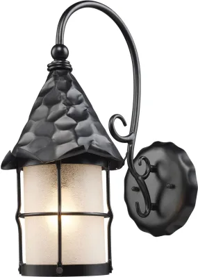 Rustica 1 Light Outdoor Wall Sconce In Matte Black and Scavo Glass