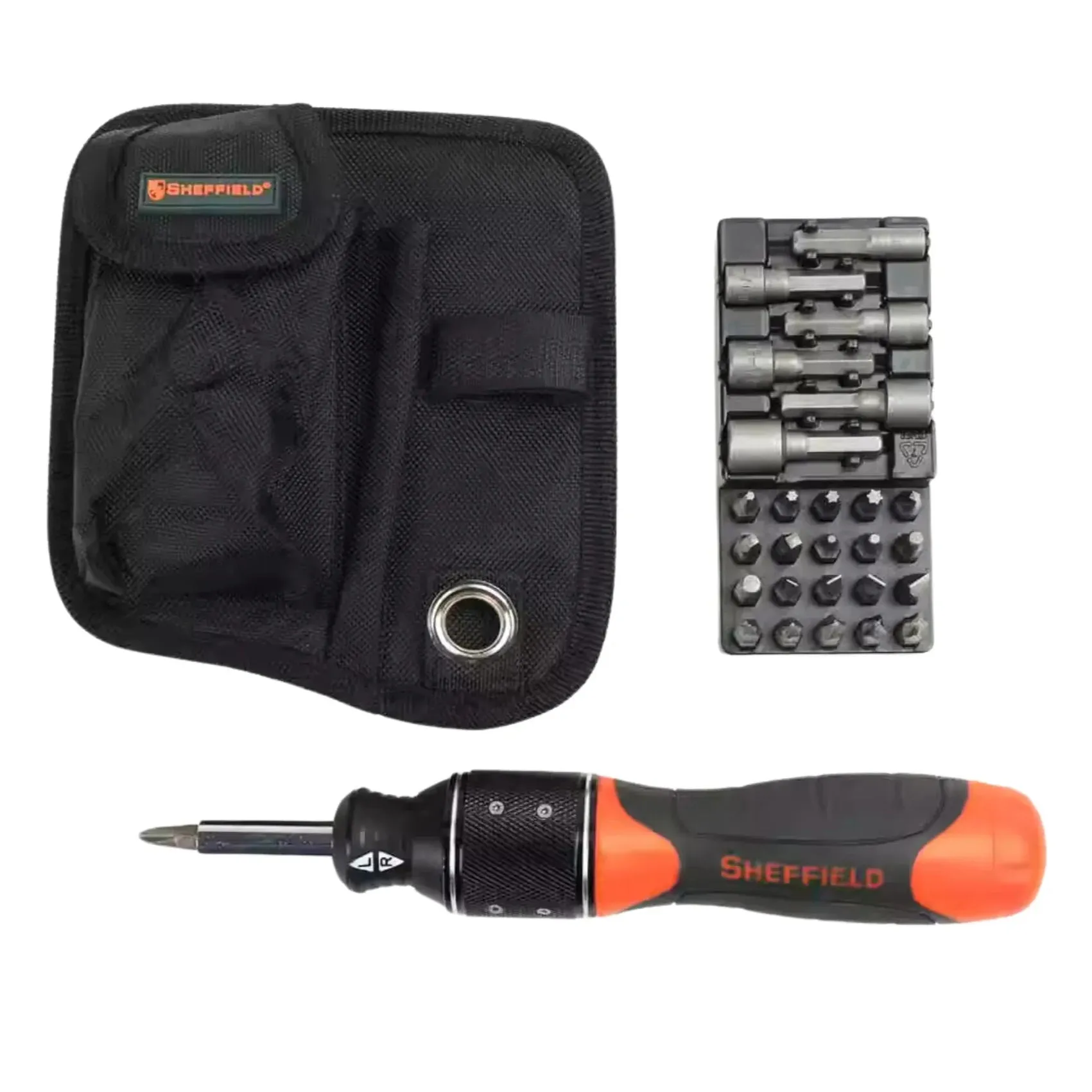 SHEFFIELD S056511 Dual Drive 6x Speed Ratcheting Screwdriver: With 28 Bits, ideal for DIY, Work, Home, PC Repair