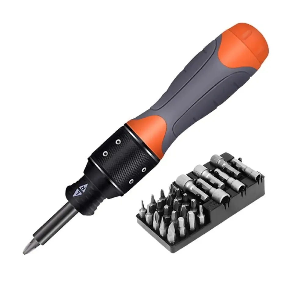 SHEFFIELD S056511 Dual Drive 6x Speed Ratcheting Screwdriver: With 28 Bits, ideal for DIY, Work, Home, PC Repair