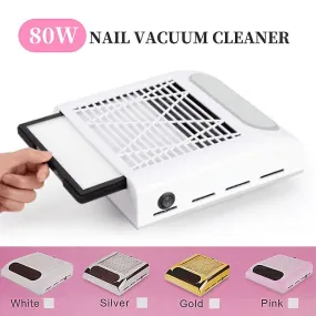 Silver EU Plug 80W Nail DUSt Suction DUSt Collector Vacuum Cleaner Manicure Machine Nail Art Manicure Salon Tools Fa1904