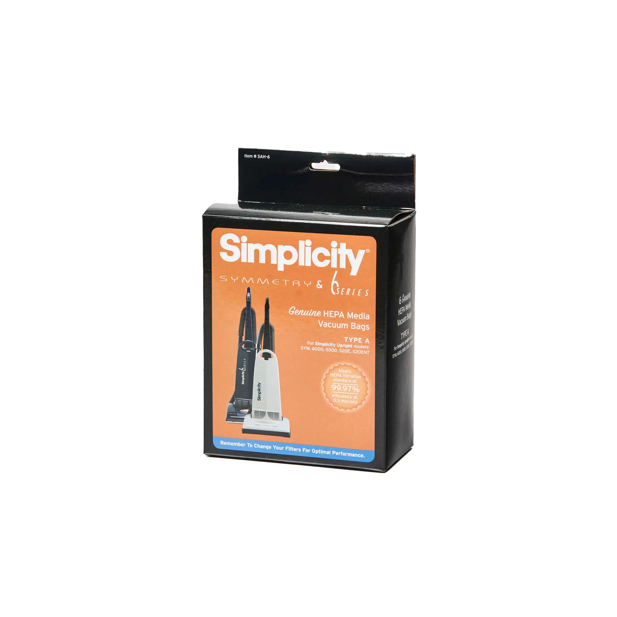 Simplicity S20E Symmetry HEPA Media Bags (6 Pack) - SAH-6