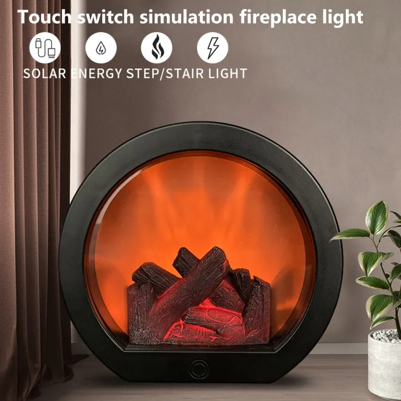 Simulation Fireplace Firewood Lanterns Lamp Desktop Ornaments Dynamic Vision 3D