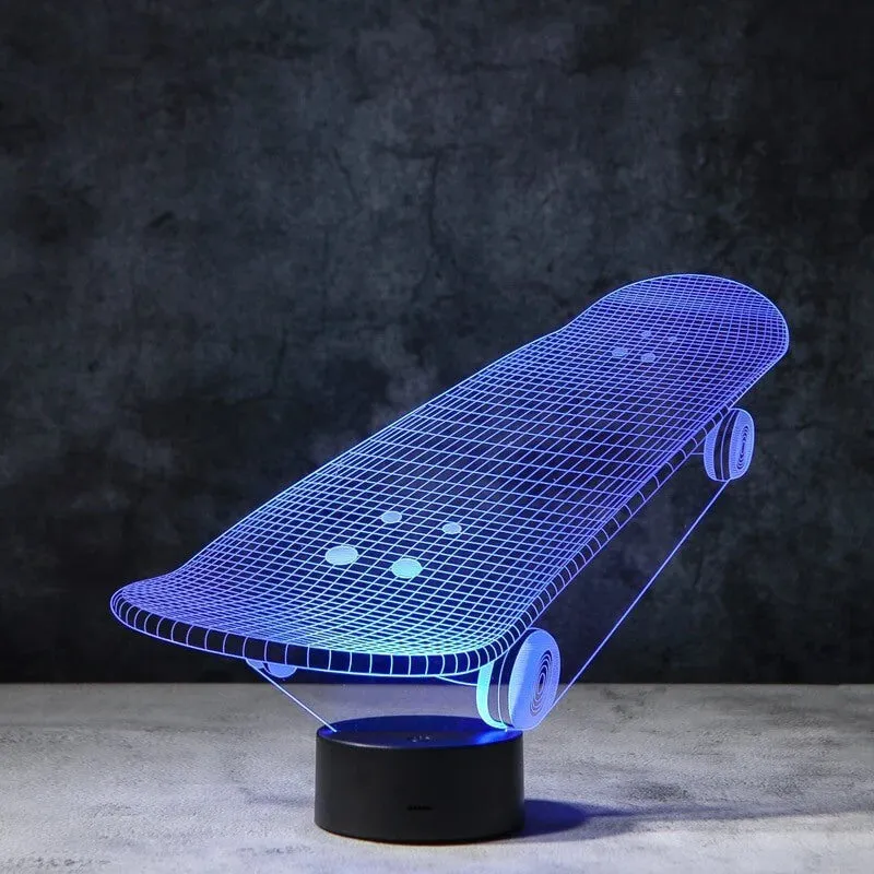 Skateboard 3D Illusion Lamp