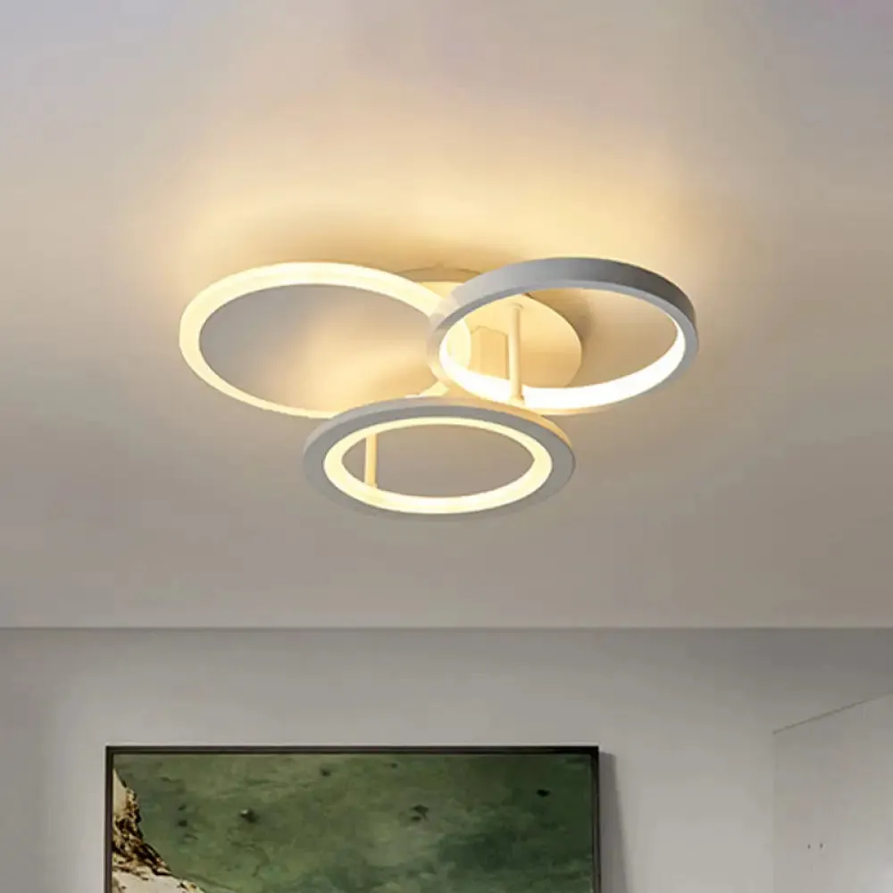 Sleek 16"/19.5" W Metal Circular Semi Flush Mount LED Ceiling Light for Bedroom - White/Warm Light