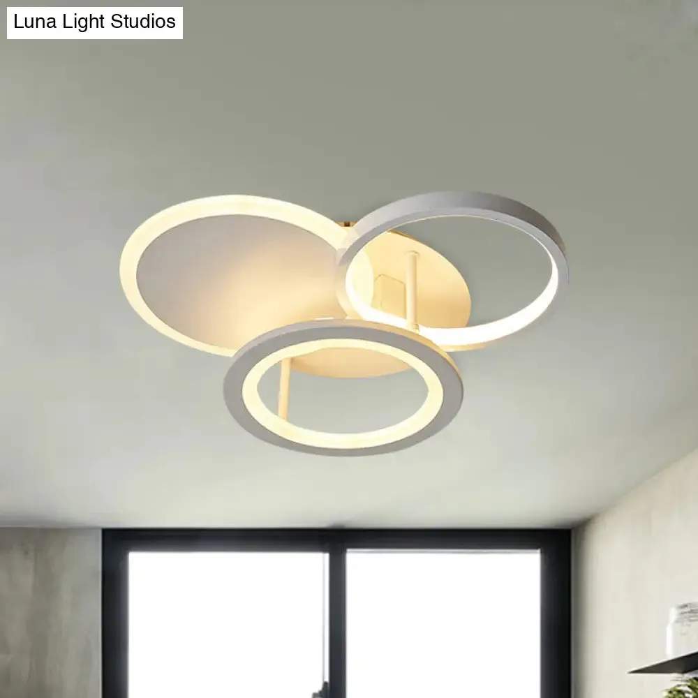 Sleek 16"/19.5" W Metal Circular Semi Flush Mount LED Ceiling Light for Bedroom - White/Warm Light