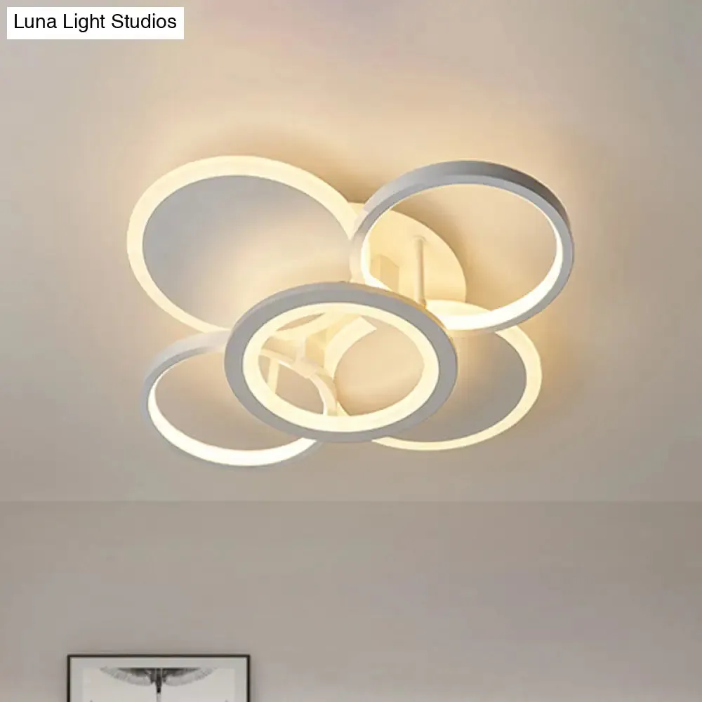 Sleek 16"/19.5" W Metal Circular Semi Flush Mount LED Ceiling Light for Bedroom - White/Warm Light