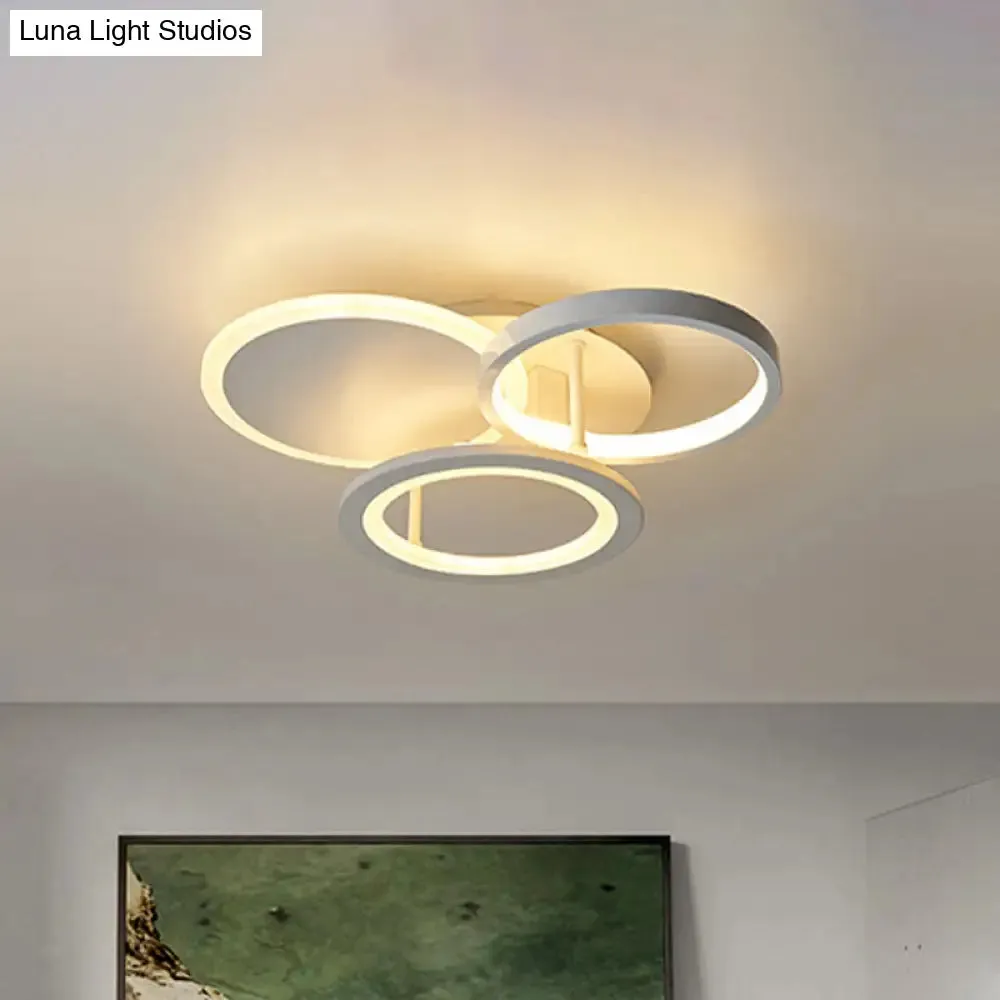 Sleek 16"/19.5" W Metal Circular Semi Flush Mount LED Ceiling Light for Bedroom - White/Warm Light