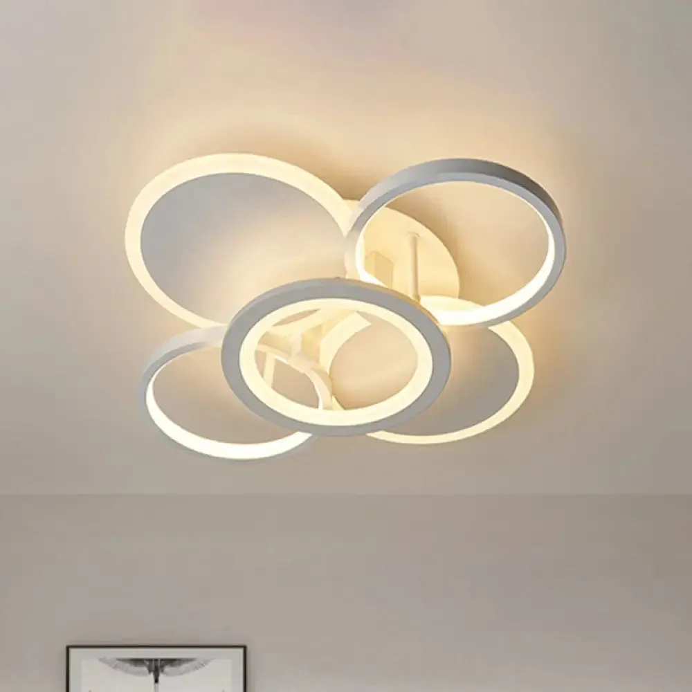 Sleek 16"/19.5" W Metal Circular Semi Flush Mount LED Ceiling Light for Bedroom - White/Warm Light