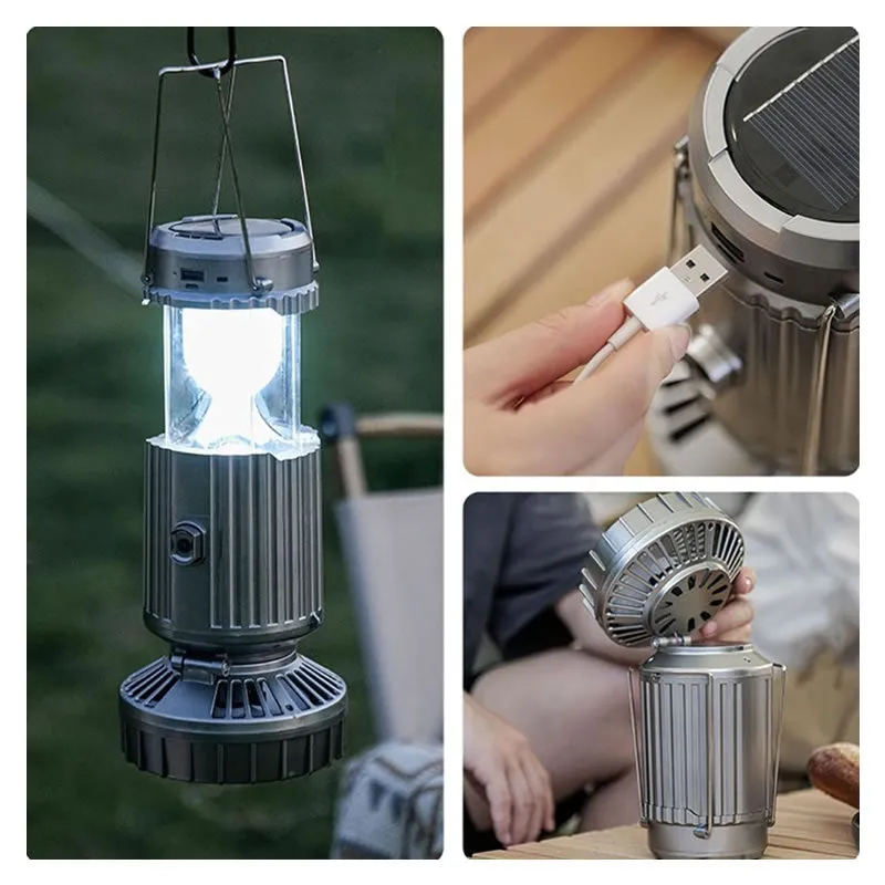 Solar Rechargeable Lantern With Fan