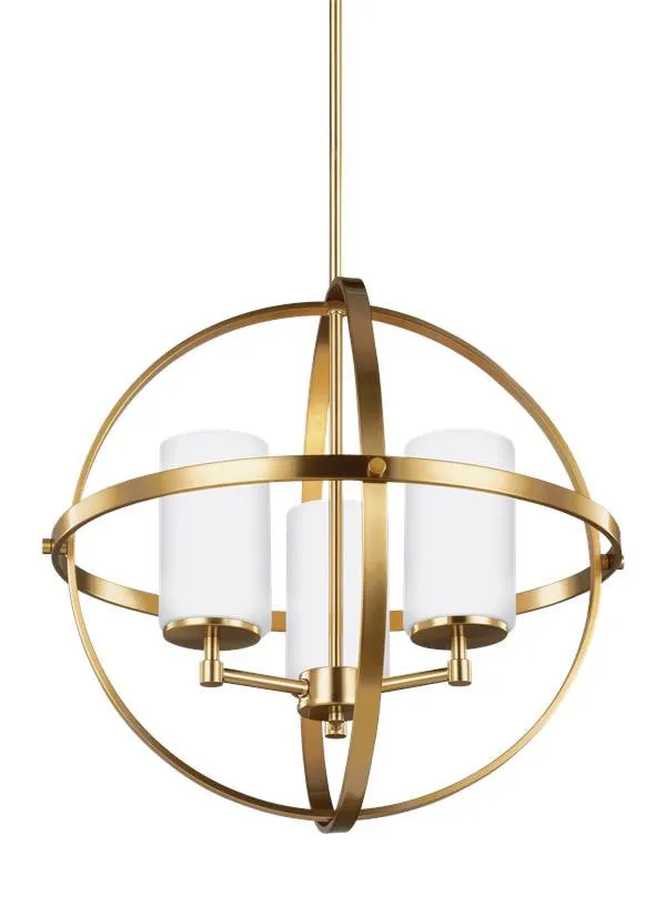 Spherical Satin Bronze 3 Light Chandelier