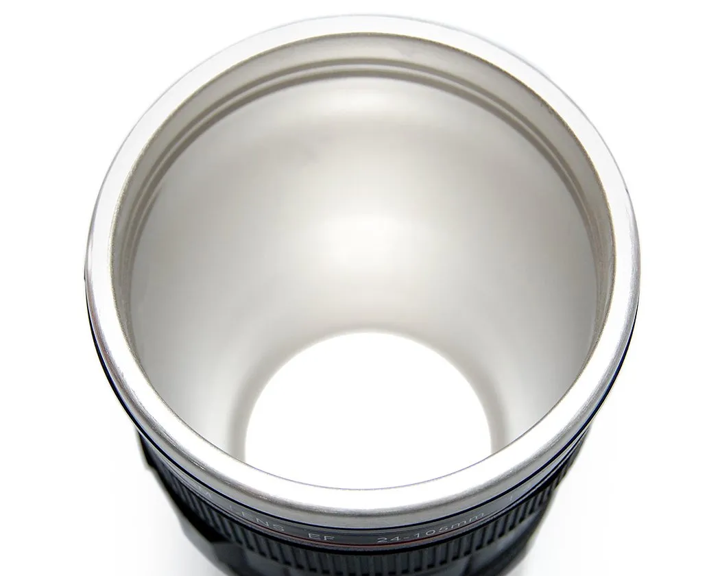 Stainless Steel Lens Like Coffee Mug Cup - Black