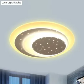 Starlit Acrylic Crescent LED Ceiling Light: A Romantic Flushmount for Girls' Bedroom