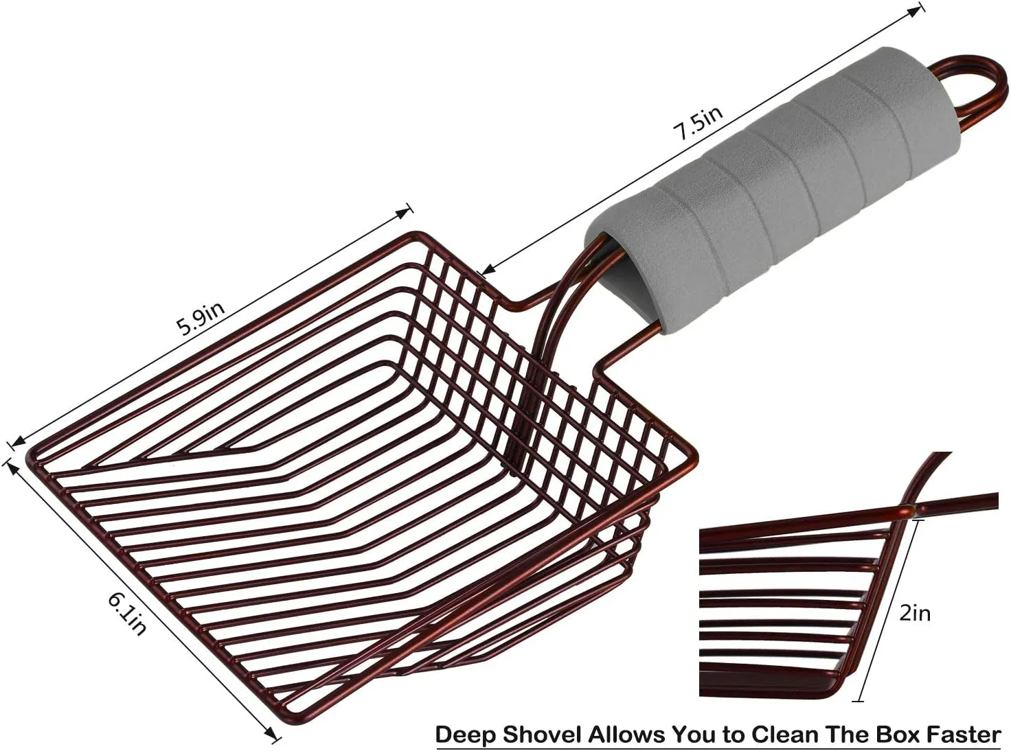 Steel Metal Scooper with Deep Shovel and Long Foam Handle