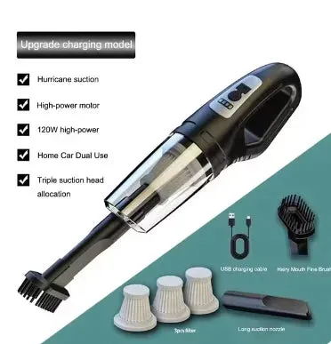 Strong Suction Cordless Vacuum Cleaner for Cars and Homes - 69980000pa, 120W High Power USB Charge, Handheld, ergonomic design - Excellent gift for yourself, family or Loved ones