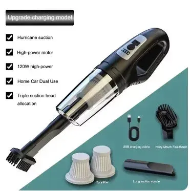 Strong Suction Cordless Vacuum Cleaner for Cars and Homes - 69980000pa, 120W High Power USB Charge, Handheld, ergonomic design - Excellent gift for yourself, family or Loved ones