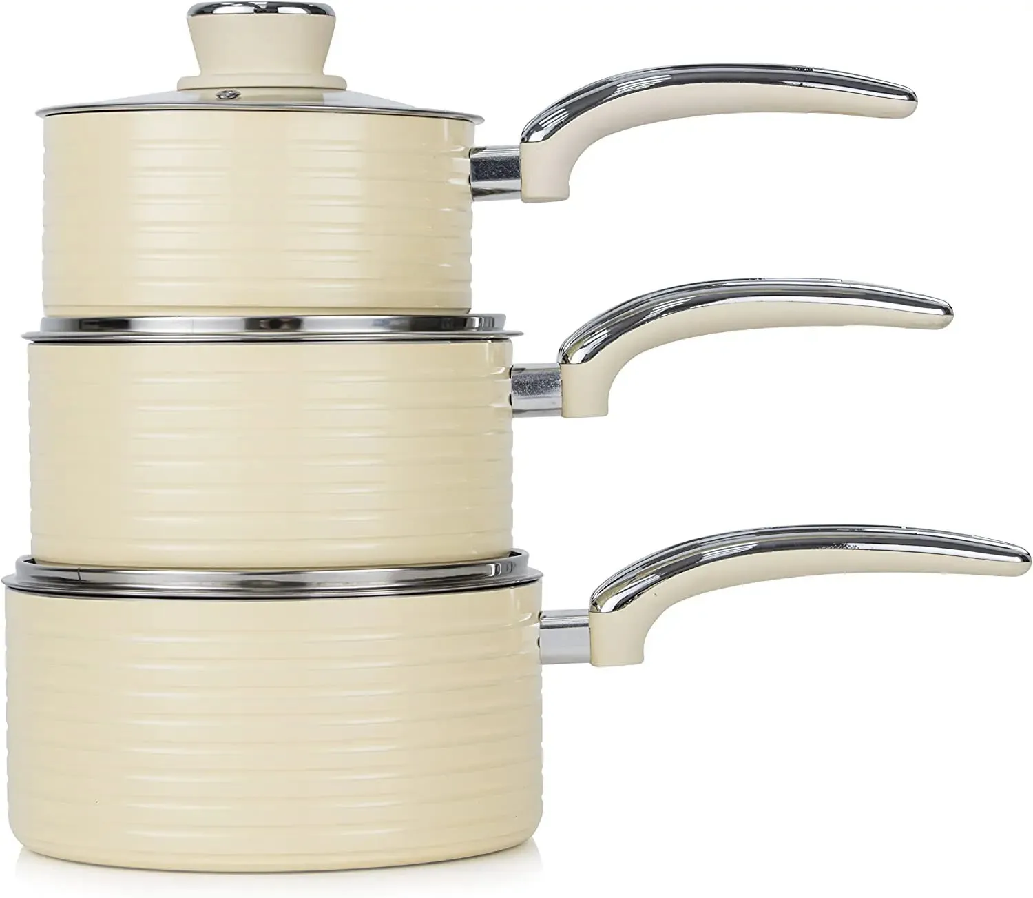 Swan Retro 3 Piece Saucepan Set Cream