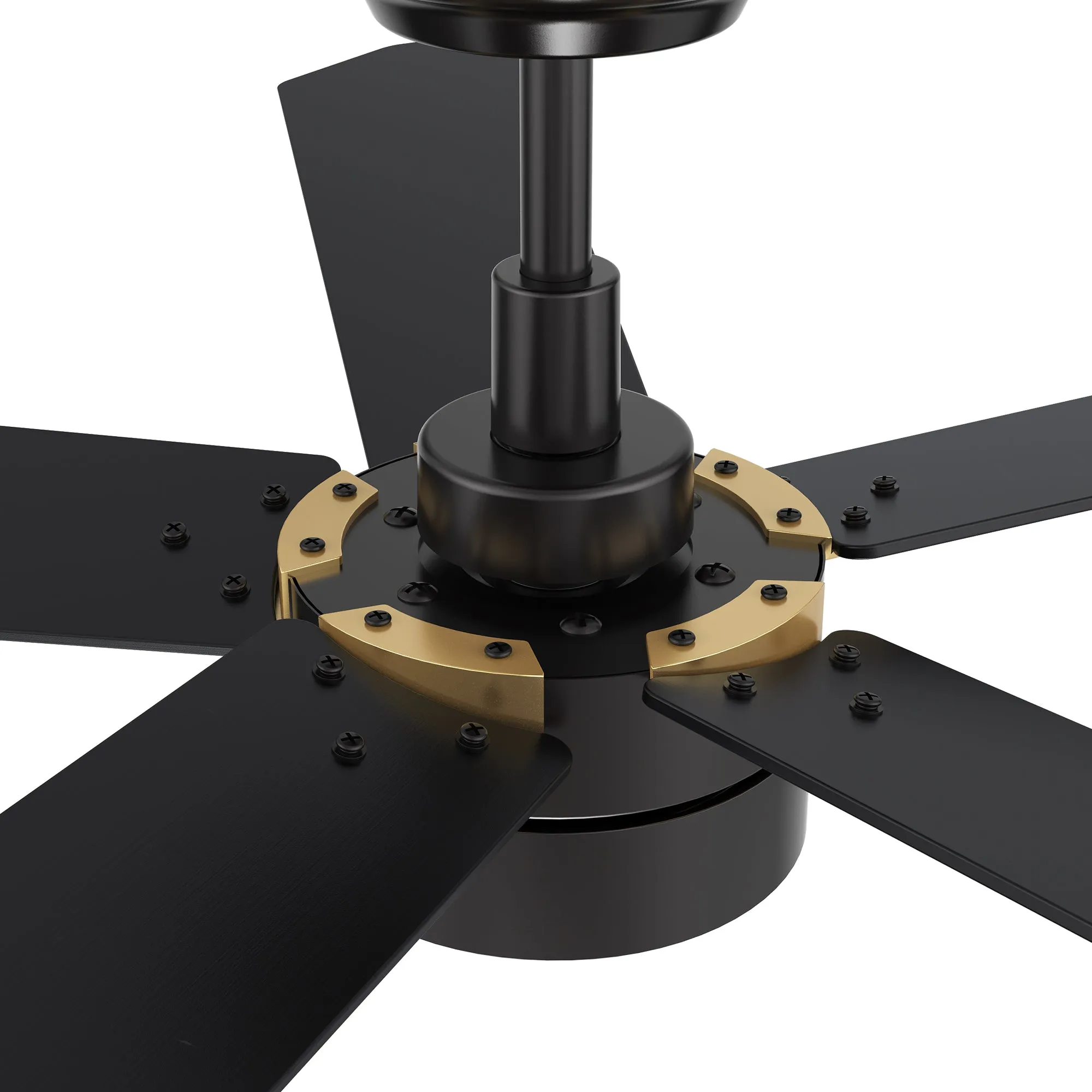 TARRASA 52 inch 5-Blade Smart Ceiling Fan with LED Light Kit & Remote Control- Black/Black (Gold Details)