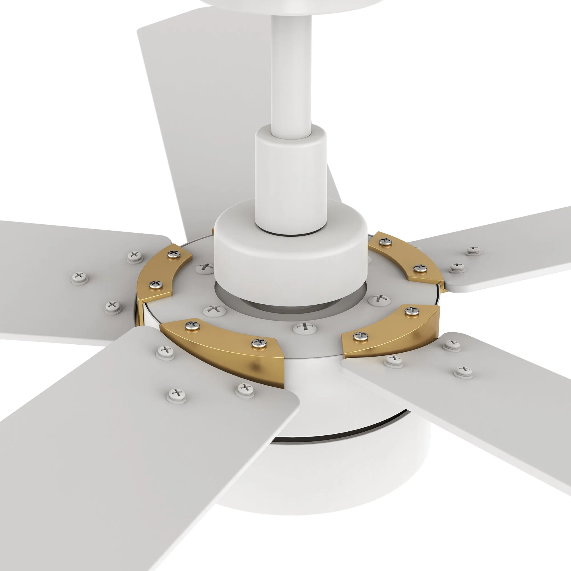 TARRASA 52 inch 5-Blade Smart Ceiling Fan with LED Light Kit & Remote Control- White/White (Gold Details)