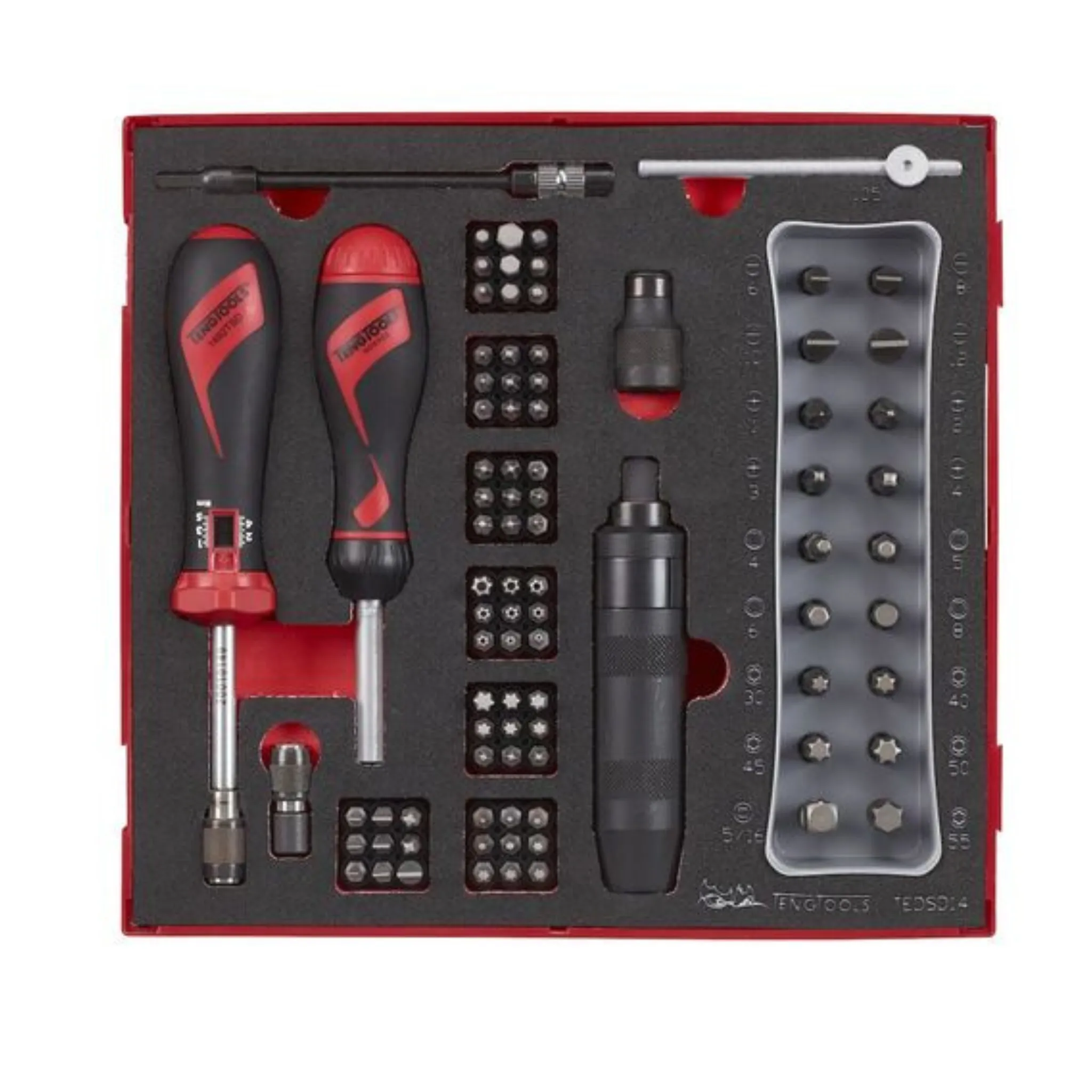 Teng Tools 95 Piece 1-5Nm Torque Screwdriver, Impact Driver & Assorted Bit EVA Foam Tray - TEDSD14