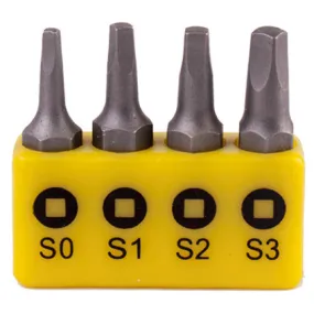 Tork Craft | Screwdriver Bit Set Square Recess 25mm Sq. 0, 1, 2 & 3 - 4Pc