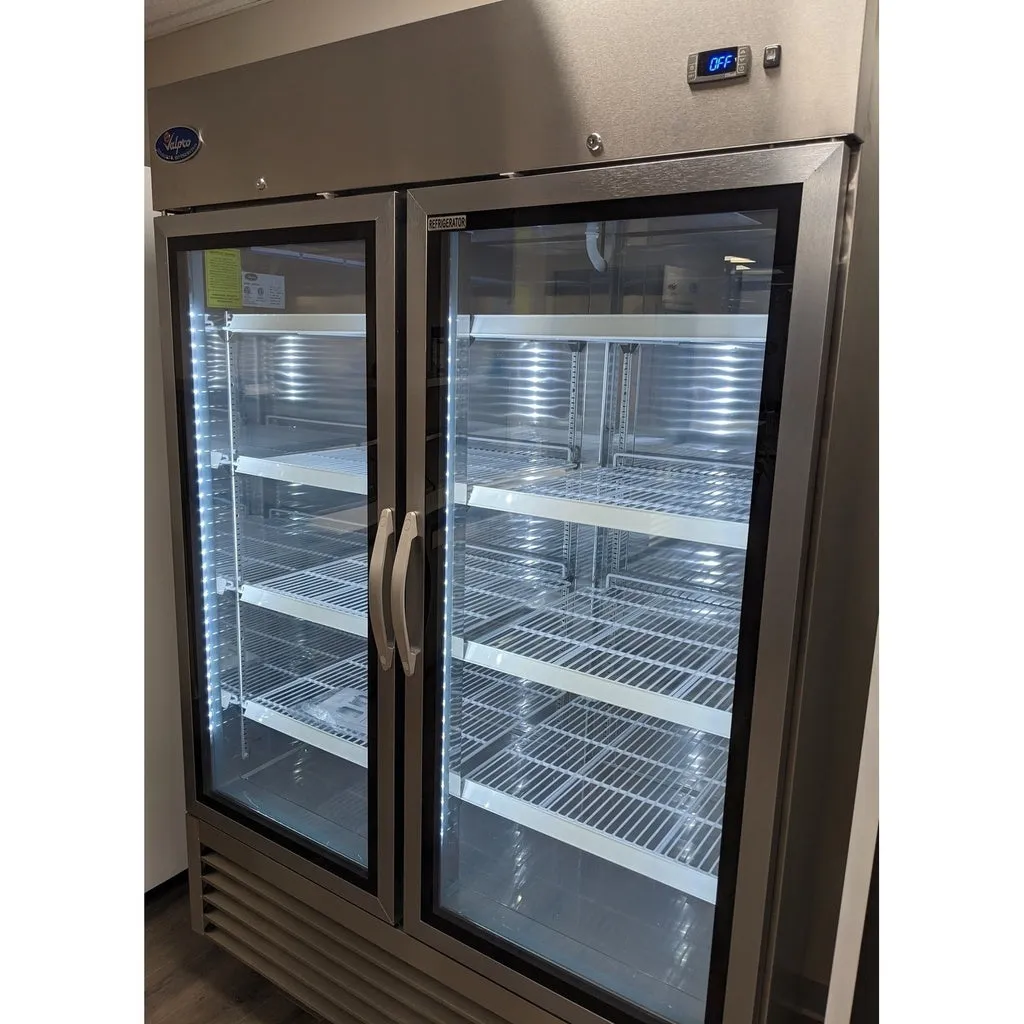 Valpro VP2RG-HC, Two Glass Door 54" Reach In Refrigerator, Stainless Steel, 49 cu.ft.