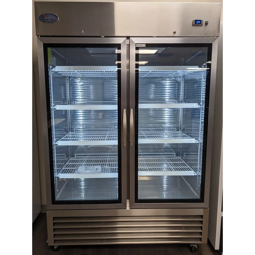 Valpro VP2RG-HC, Two Glass Door 54" Reach In Refrigerator, Stainless Steel, 49 cu.ft.