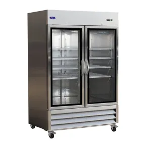 Valpro VP2RG-HC, Two Glass Door 54" Reach In Refrigerator, Stainless Steel, 49 cu.ft.