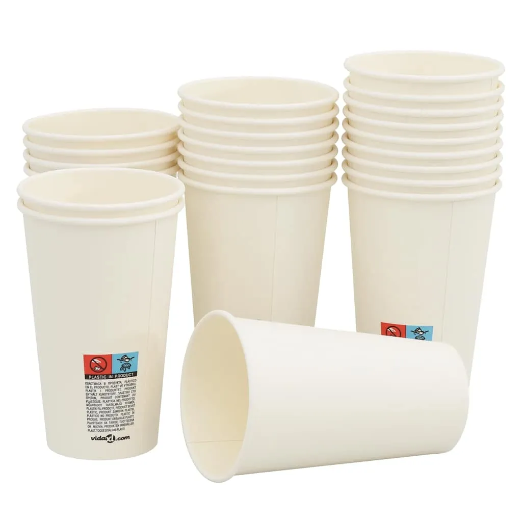 vidaXL Paper Coffee Cups 1000 pcs 16oz 400ml White