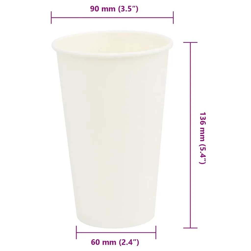 vidaXL Paper Coffee Cups 1000 pcs 16oz 400ml White