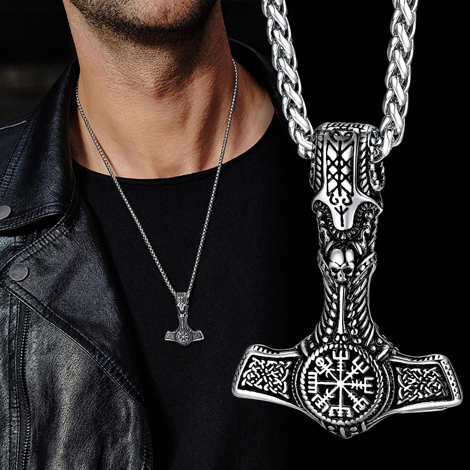 Viking Thor's Hammer Mjolnir Necklace Pendant Jewelry Gift For Men