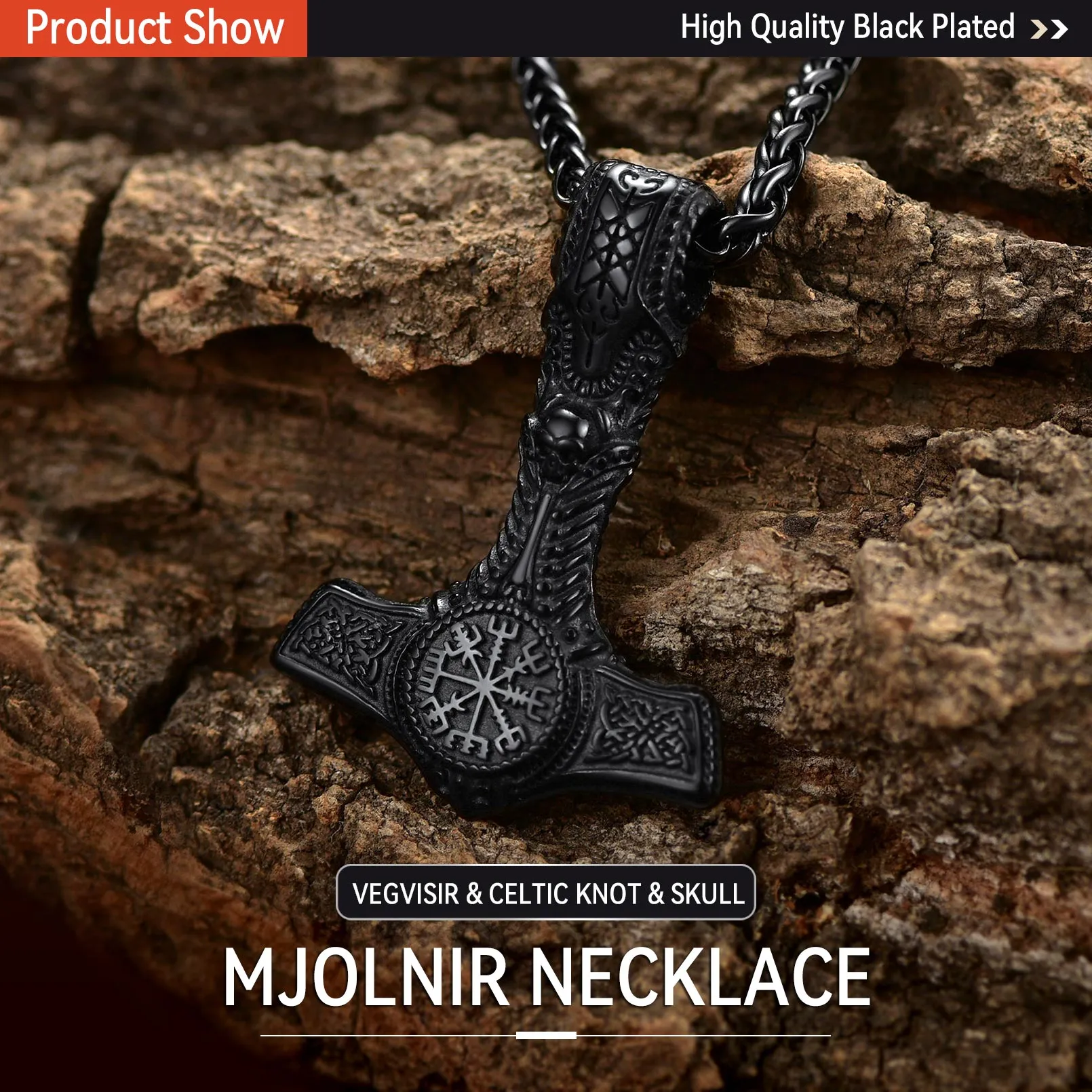 Viking Thor's Hammer Mjolnir Necklace Pendant Jewelry Gift For Men