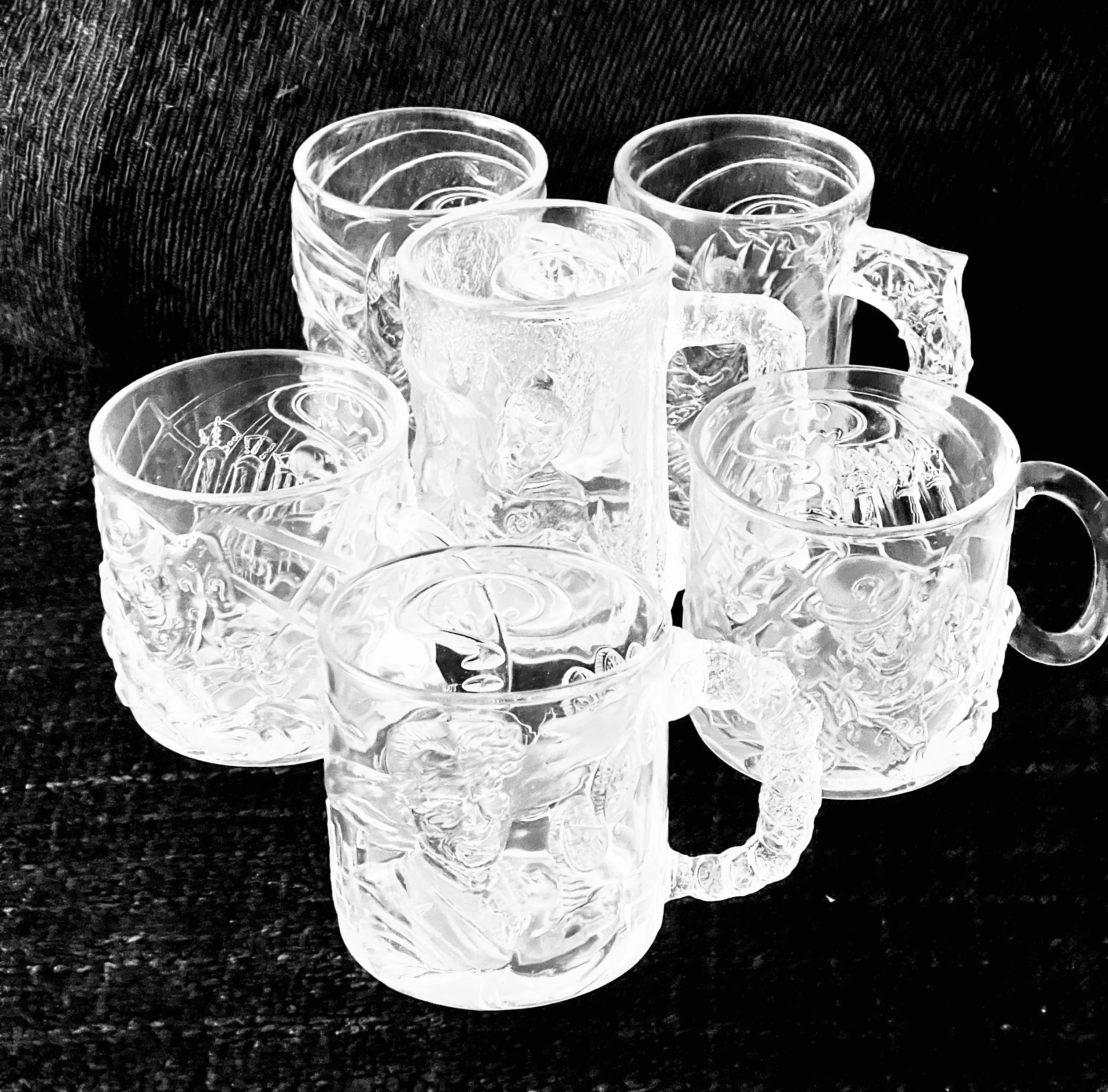 Vintage 1995 Set of 6 Mugs Glass