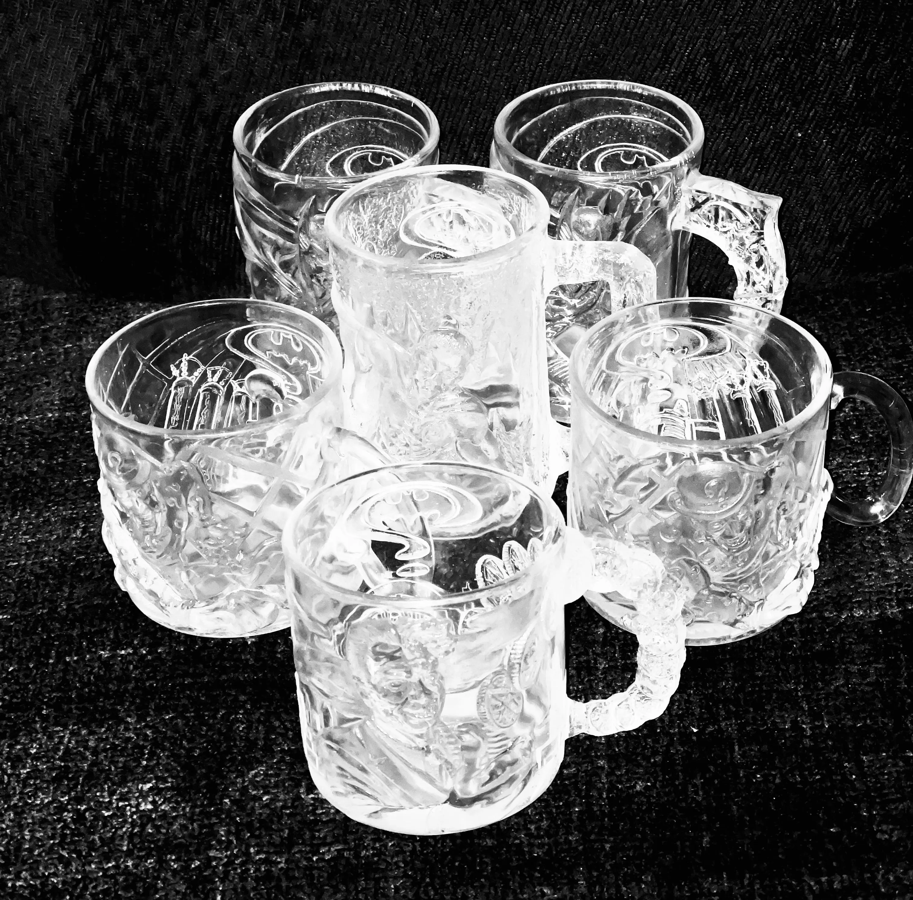 Vintage 1995 Set of 6 Mugs Glass