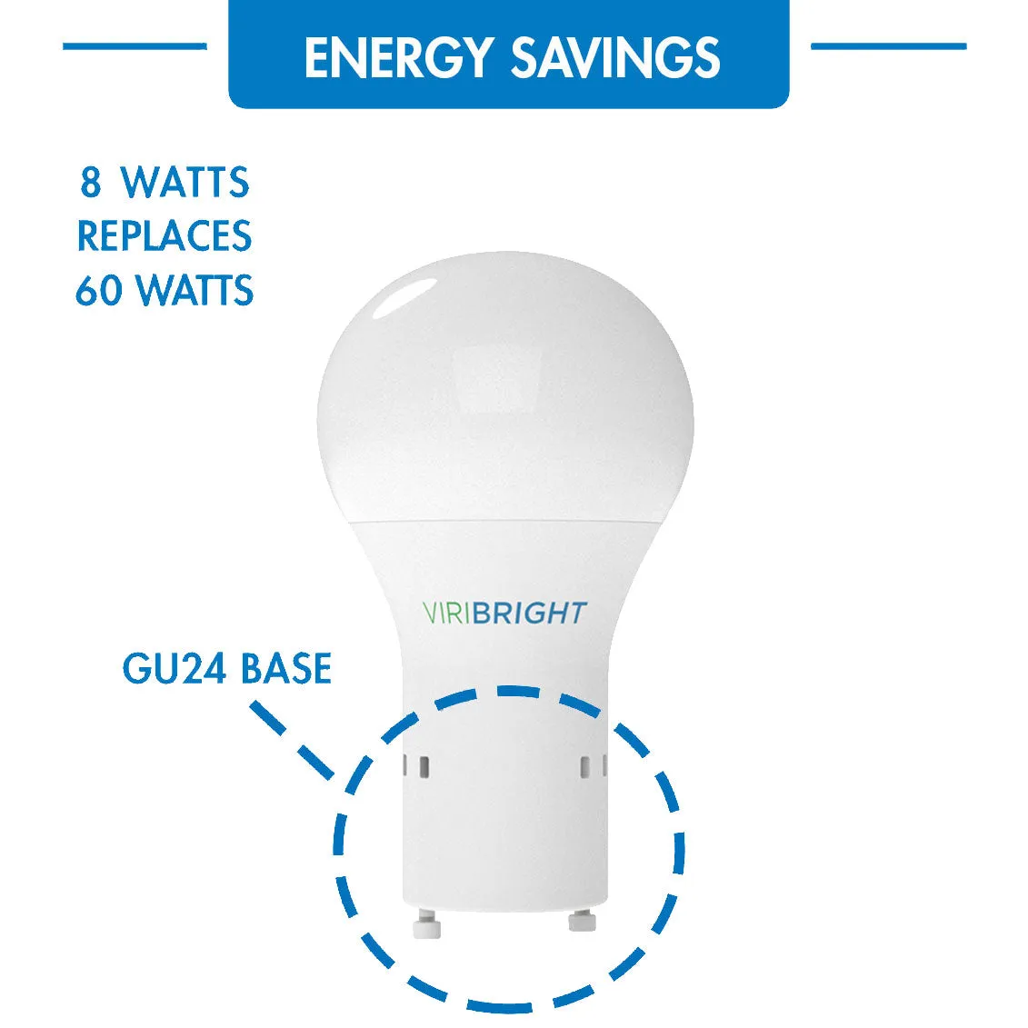 Viripro Pro Pack 60-Watt Equivalent A19 Shape GU24 Base LED Light Bulbs