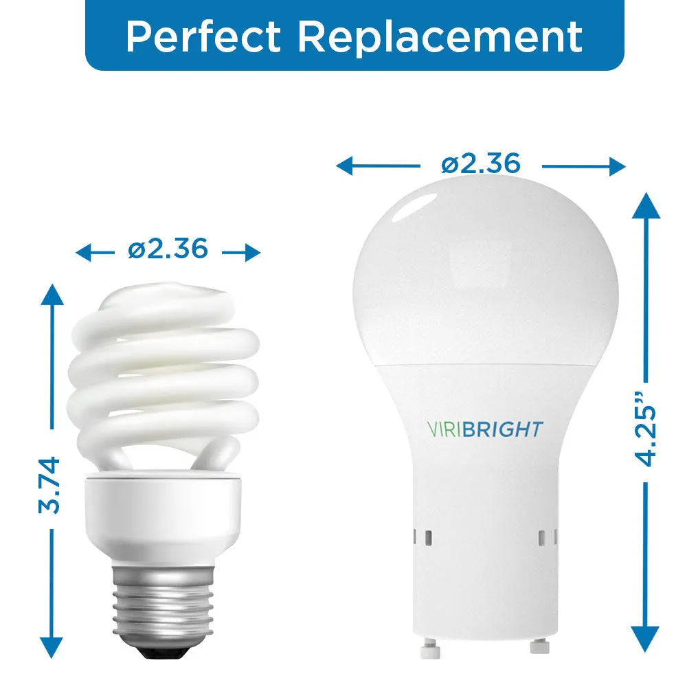 Viripro Pro Pack 60-Watt Equivalent A19 Shape GU24 Base LED Light Bulbs