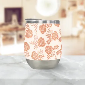 Warm Orange Floral Wine Tumbler