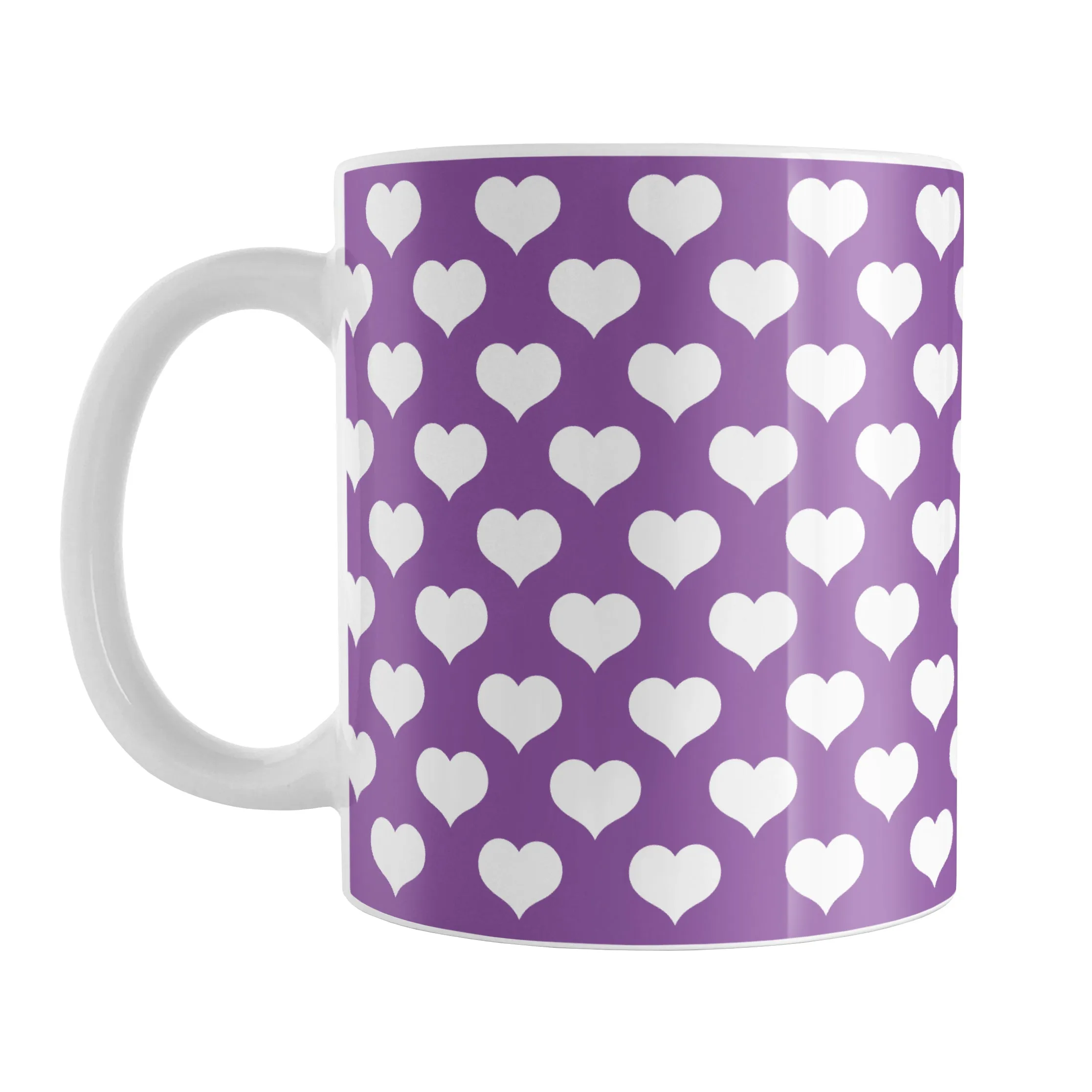 White Hearts Pattern Purple Mug