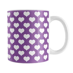 White Hearts Pattern Purple Mug