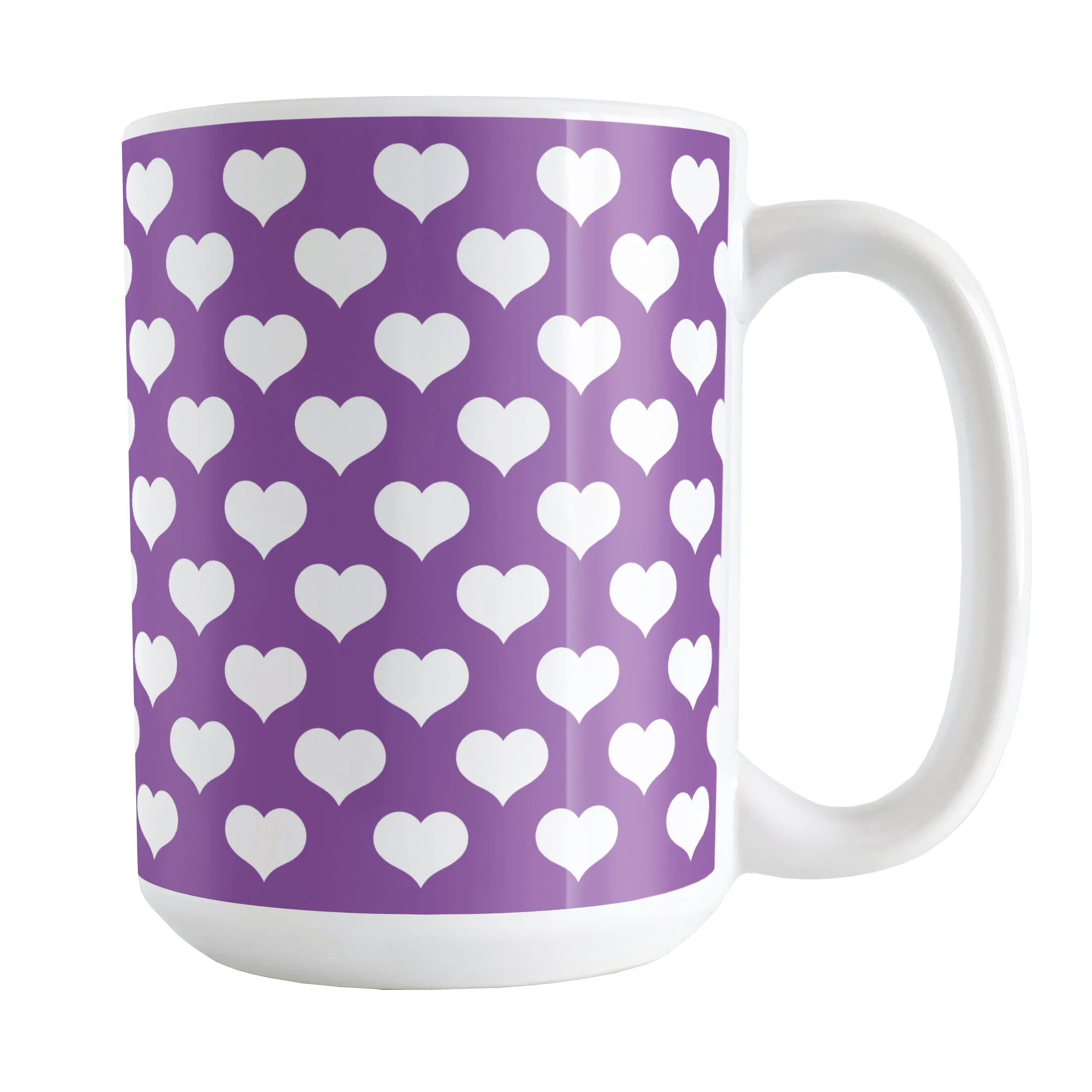 White Hearts Pattern Purple Mug