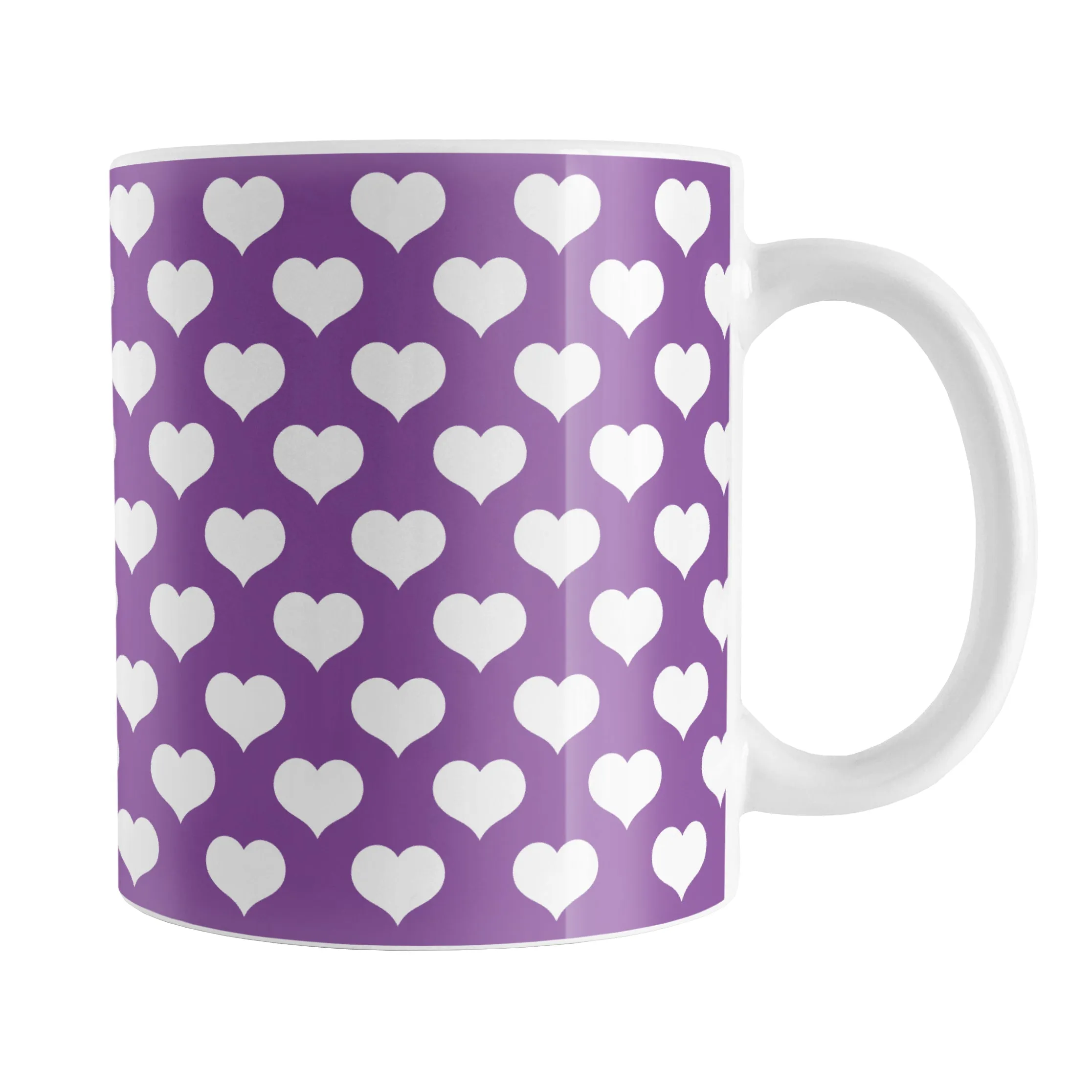 White Hearts Pattern Purple Mug