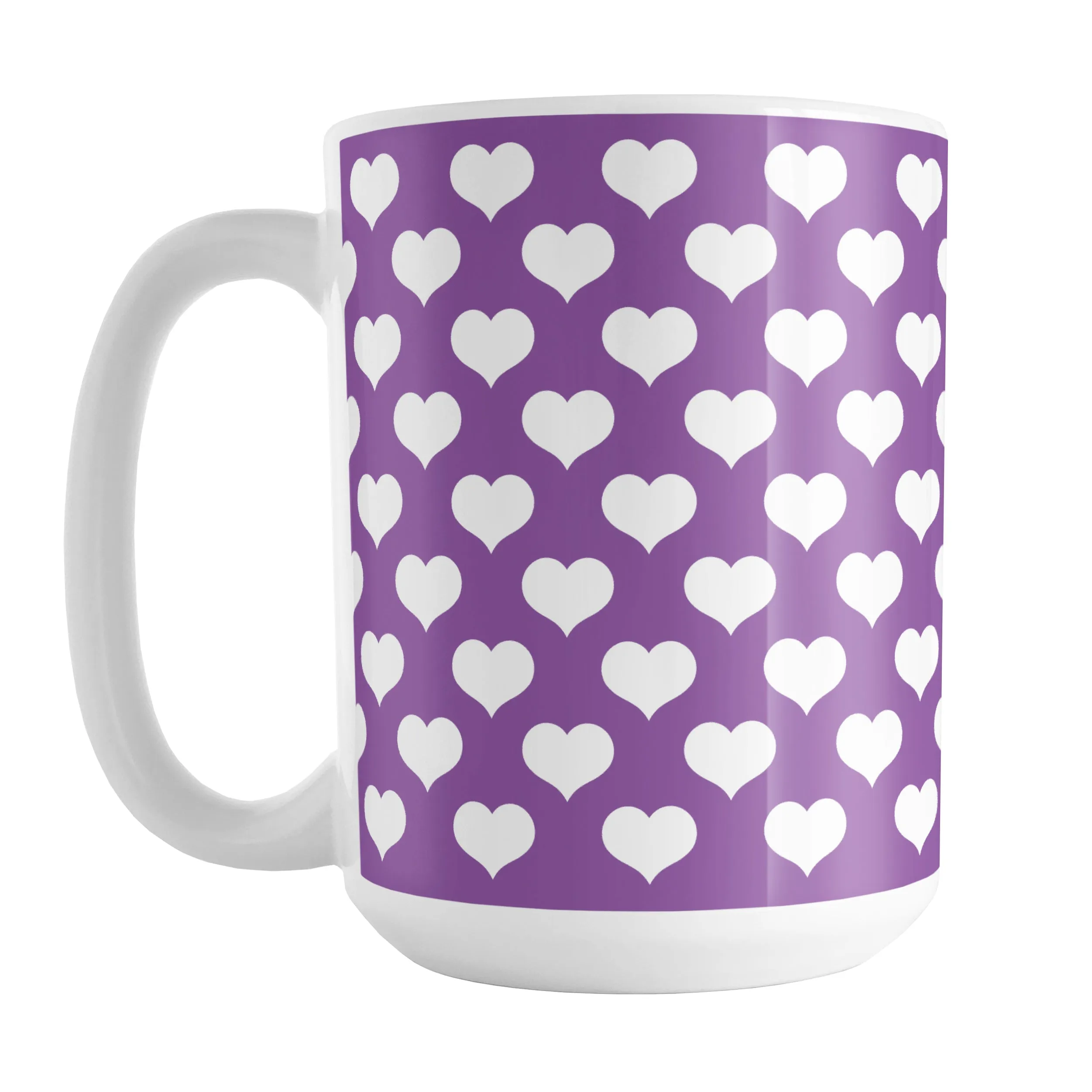 White Hearts Pattern Purple Mug