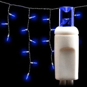 Wide Angle 5MM LED Icicle Lights - 100 Count - Blue - White Wire