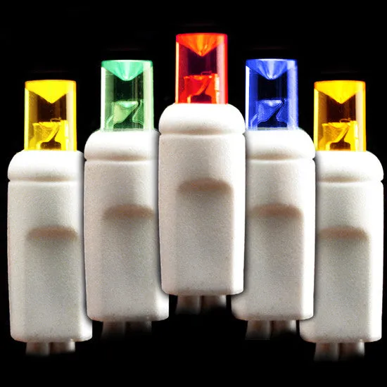 Wide Angle LED Battery Lights - 20 count - Multi - White Wire