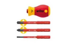 Wiha Screwdriver With Bit Holder SoftFinish® Electric SlimVario Stubby For SlimBits VDE 4pcs