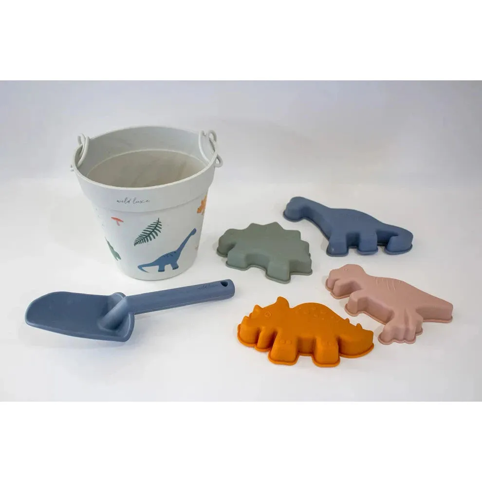 Wild Luxe Silicone Sand Bucket (Solid, Rainbow, Dinosaur)