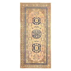 Yellow & Blue Antique Khotan Rug - 6'6" x 13'2"