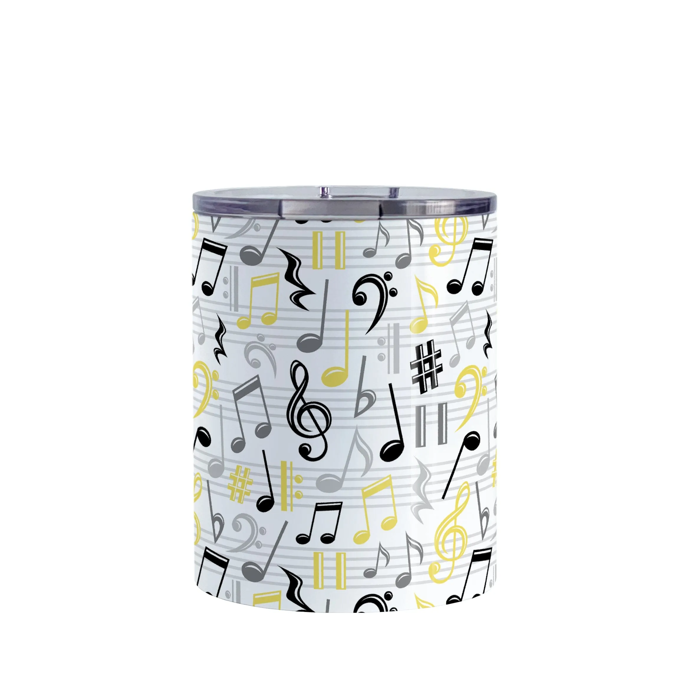 Yellow Music Notes Pattern Tumbler Cup